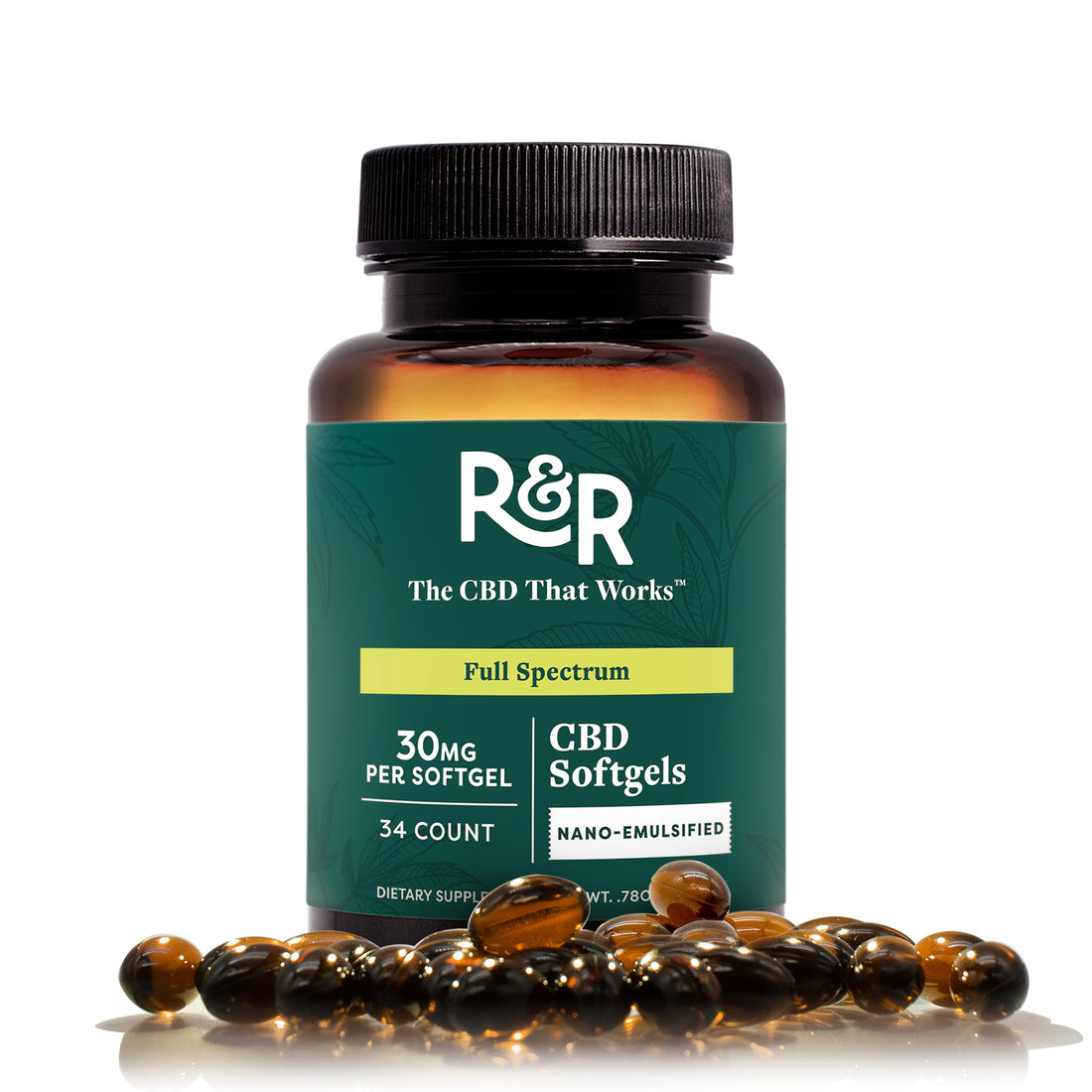 R+R Hemp Extract Softgels 30mg/gel - 34 gels | Grassroots Pharmacy